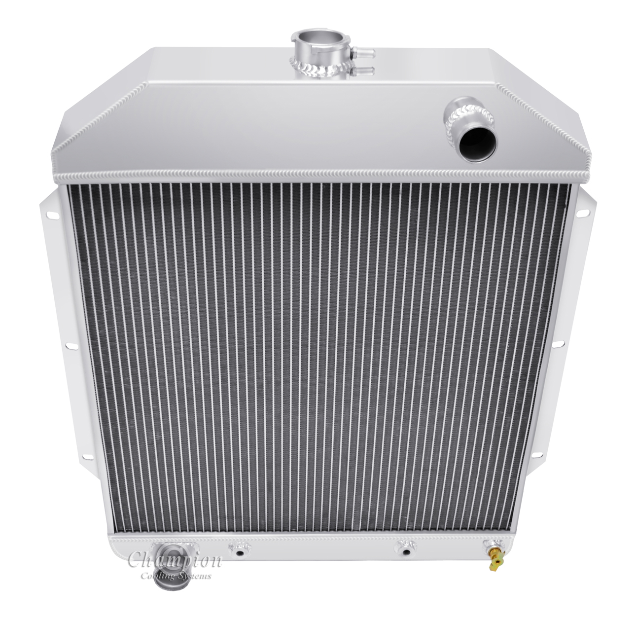 19491953 Ford Car Radiator, Champion Polished Aluminum 3 Row Radiator